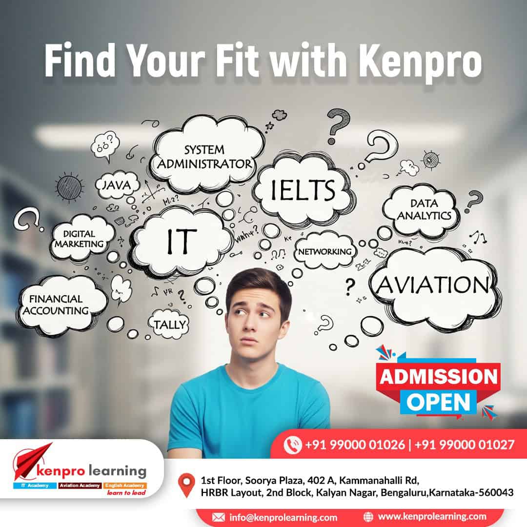Kenpro IT, IELTS, Aviation training promotion poster