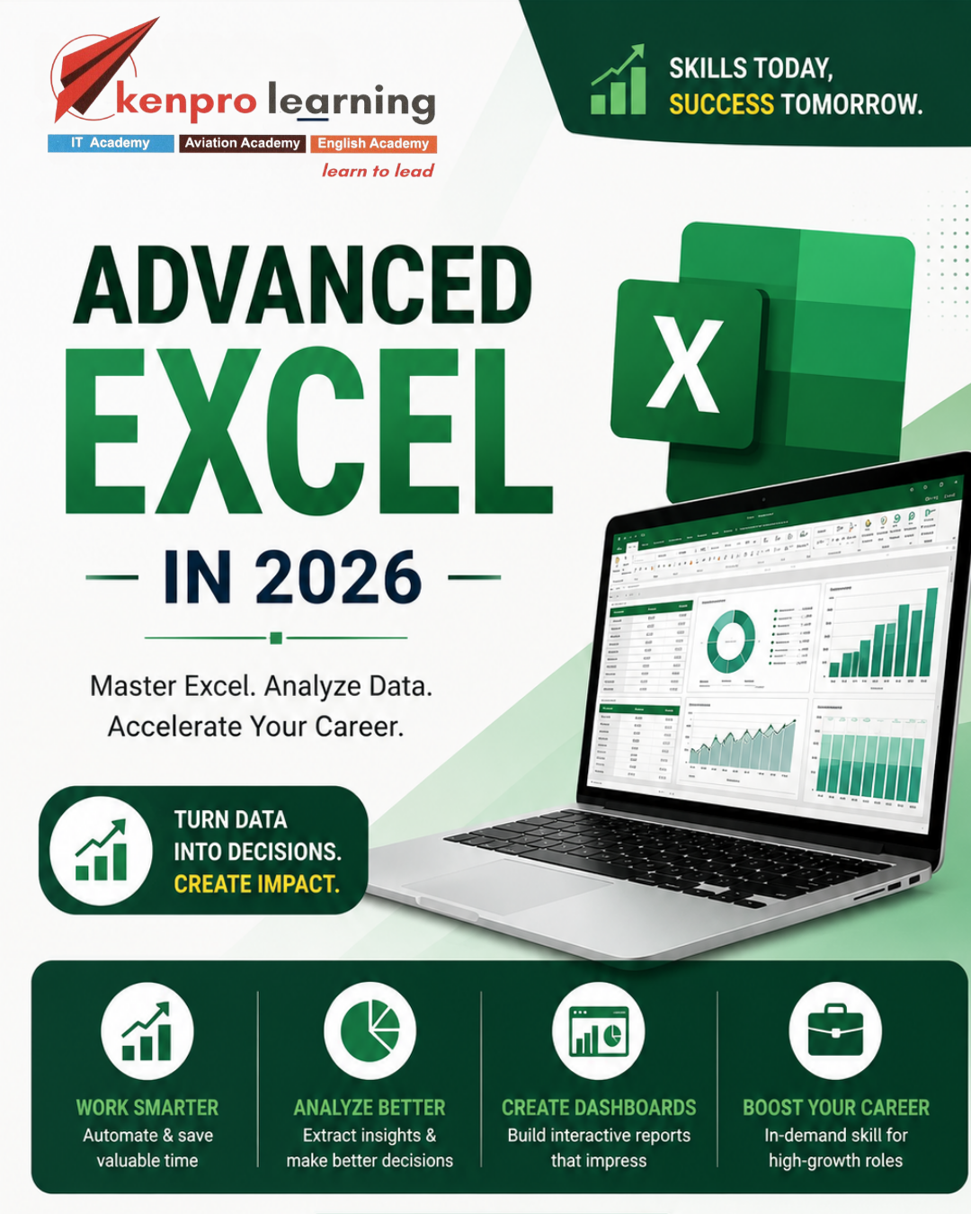 Advanced Excel Course in Bangalore 2026 poster by Kenpro Learning